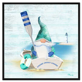 Gerahmter Kunstdruck Zwerg auf dem Boot