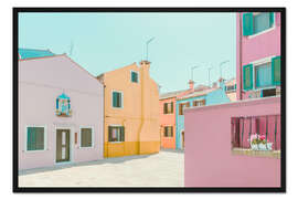 Gerahmter Kunstdruck Pastellhäuser