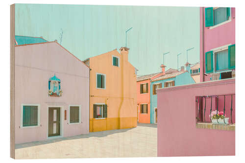 Cuadro de madera Pastel Houses