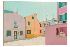 Wood print Pastel Houses