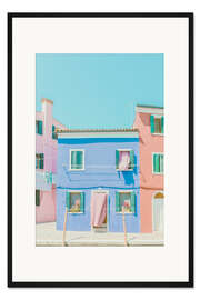 Gerahmter Kunstdruck Rosa Vorhänge