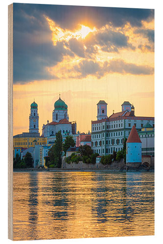 Trätavla Sunset Over Passau