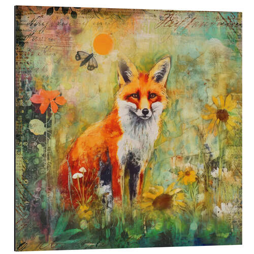 Tableau en aluminium Wild Fox Autumn Tale