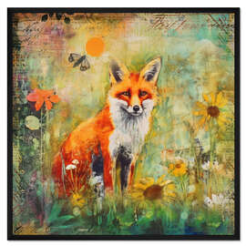 Gerahmter Kunstdruck Wilder Fuchs im Herbstmärchen