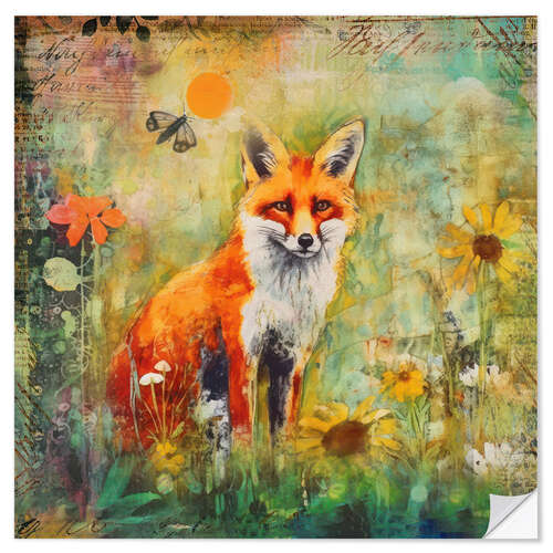 Naklejka na ścianę Wild Fox Autumn Tale