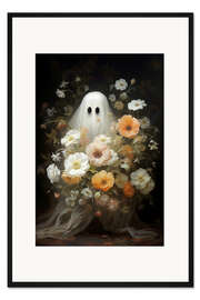 Gerahmter Kunstdruck Gespenst zwischen Blumen