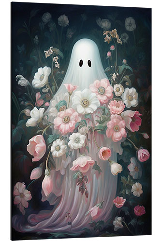 Aluminium print Ghost With a Bouquet of Flowers