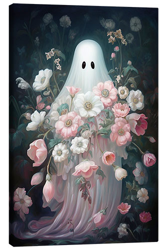 Canvas print Ghost With a Bouquet of Flowers