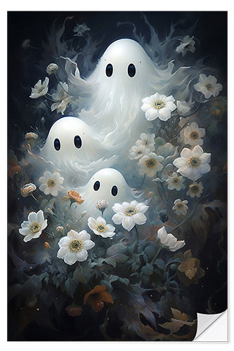 Wall sticker Three Ghosts and Flowers