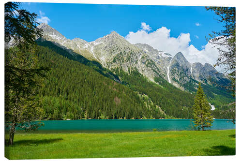 Obraz na płótnie Antholzer See with Rieserferner Group in South Tyrol, Italy