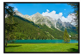 Gerahmter Kunstdruck Antholzer See mit Rieserfernergruppe in Südtirol, Italien