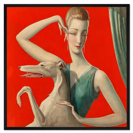 Gerahmter Kunstdruck Elegant Woman and Afghan Hound