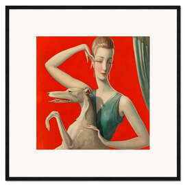 Gerahmter Kunstdruck Elegant Woman and Afghan Hound