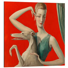 Magnettafel Elegant Woman and Afghan Hound