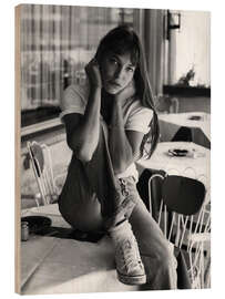 Quadro de madeira Jane Birkin in a Cafe I