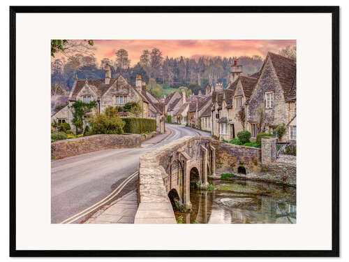 Impressão artística com moldura Stone Cottages at Castle Combe