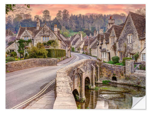 Selvklebende plakat Stone Cottages at Castle Combe