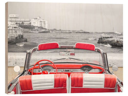 Hout print Vintage Car in Havana