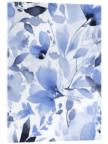 Tableau en verre acrylique Blue Flower Dreams