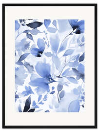 Gerahmter Kunstdruck Blaue Blumenträume