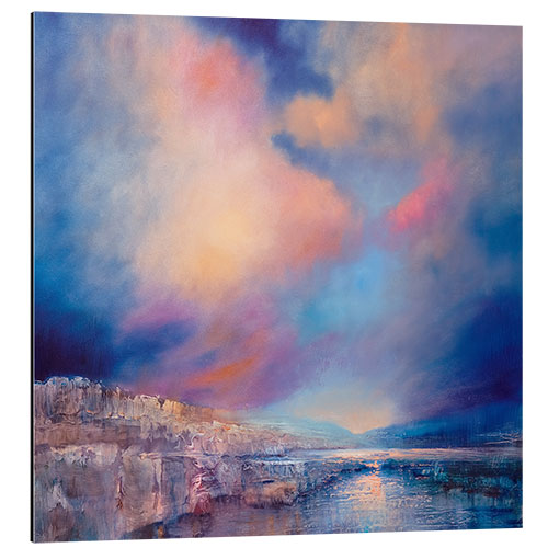 Tableau en aluminium Pink Evening Light Over The Coast