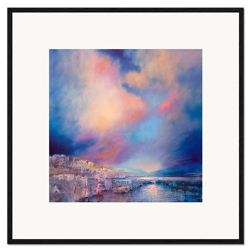 Inramat konsttryck Pink Evening Light Over The Coast
