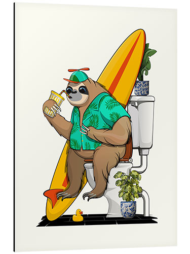 Quadro em alumínio Sloth on the Toilet