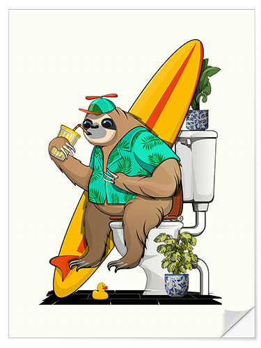 Naklejka na ścianę Sloth on the Toilet