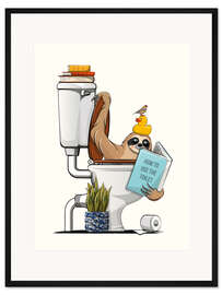 Gerahmter Kunstdruck Faultier in der Klospülung - Wyatt9