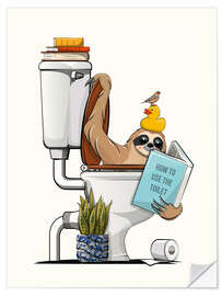 Wall sticker Sloth in the Toilet Flush