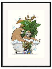 Framed art print Sloth in the Bath