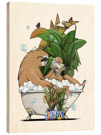 Tableau en bois Sloth in the Bath