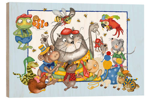 Quadro de madeira Cat Mizzimo and His Friends