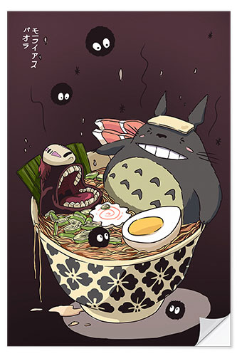 Selvklebende plakat Totoro Bowl