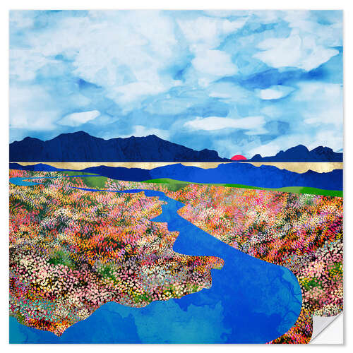 Adesivo murale Flower Field Stream