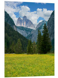 Hartschaumbild Drei Zinnen in den Südtiroler Dolomiten