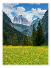 Poster Three Peaks in the South Tyrolean Dolomites