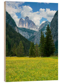 Holzbild Drei Zinnen in den Südtiroler Dolomiten - Reiner Würz