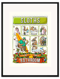 Gerahmter Kunstdruck Faultiere im Badezimmer