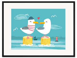 Gerahmter Kunstdruck Möwenfreunde I