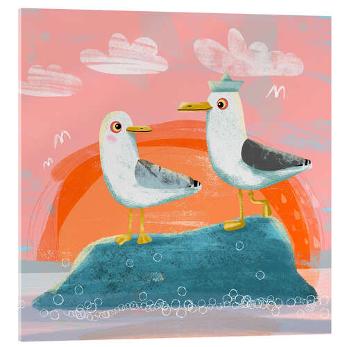 Obraz na szkle akrylowym Seagulls in Love