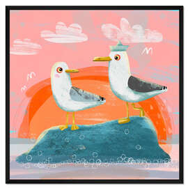 Gerahmter Kunstdruck Verliebte Möwen