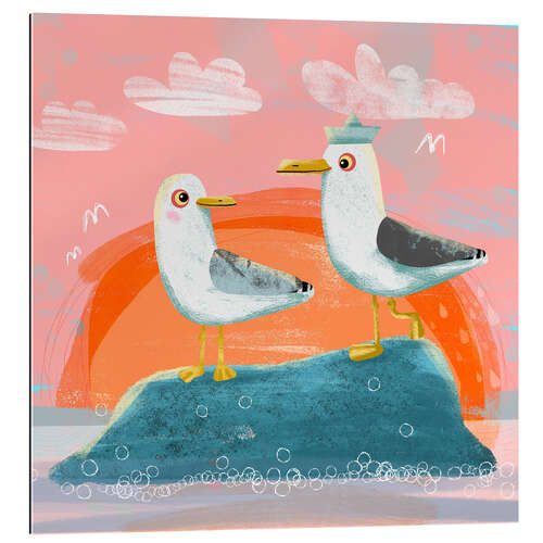 Tableau en plexi-alu Seagulls in Love