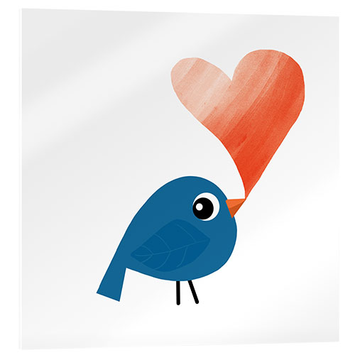 Acrylglas print Bluebird With Heart