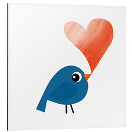 Aluminium print Bluebird With Heart