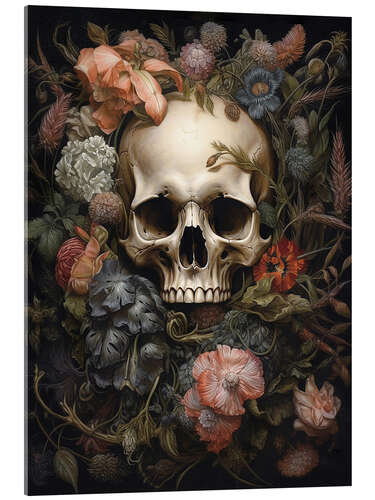 Acrylic print Flowery Skull