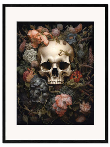 Impresión de arte enmarcada Flowery Skull