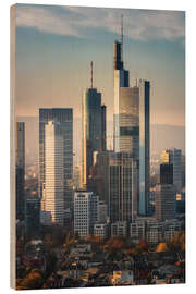 Wood print Skyscrapers of the Frankfurt Skyline