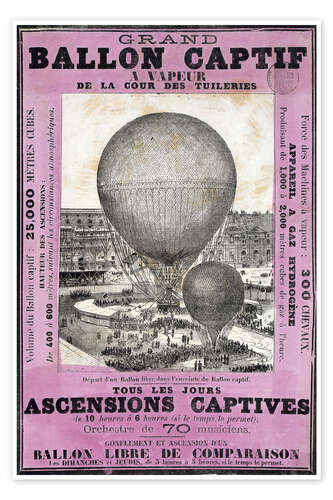 Poster Henri Giffard's Captive Balloon, 1878