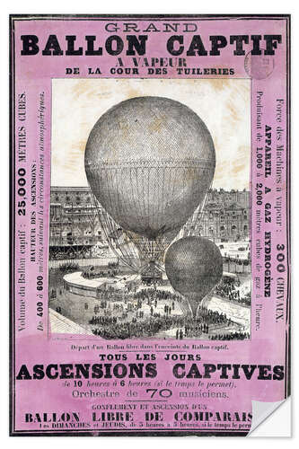 Naklejka na ścianę Henri Giffard's Captive Balloon, 1878